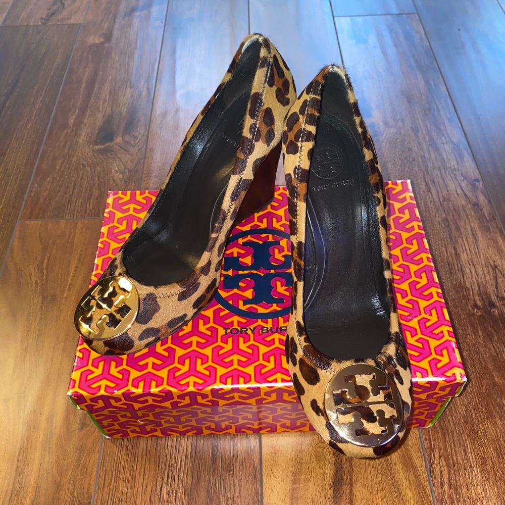 Tory Burch Sophie Leopard Print Wedges